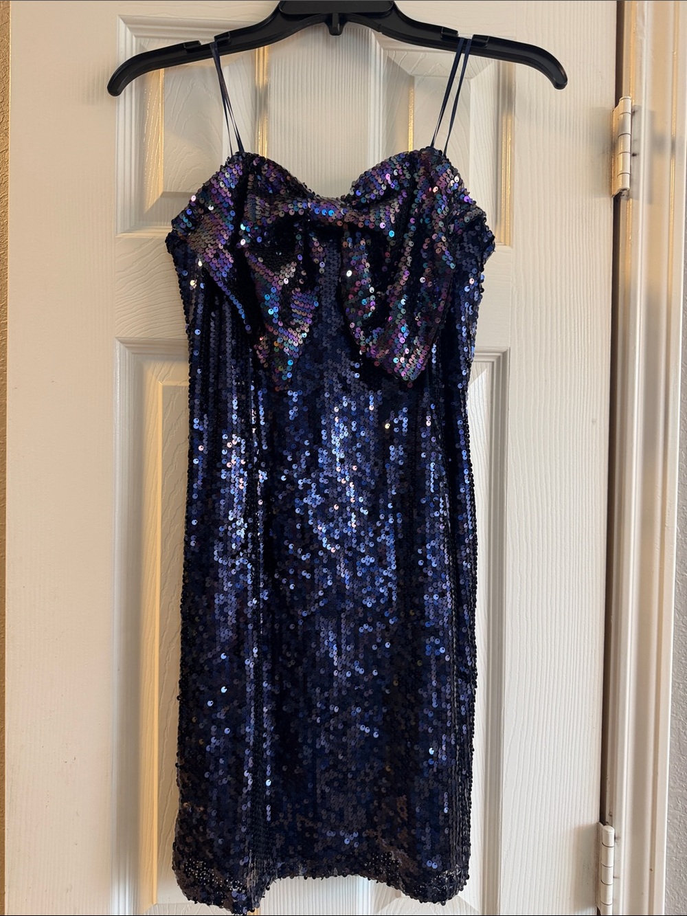 Navy Sequin Mini Dress with Bow Detail